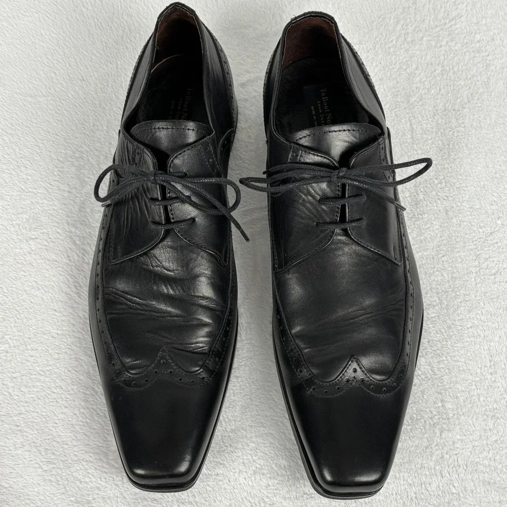 To Boot New York Adam Derrick Black Leather Wingtip Oxford Dress Shoes 13‎ Italy